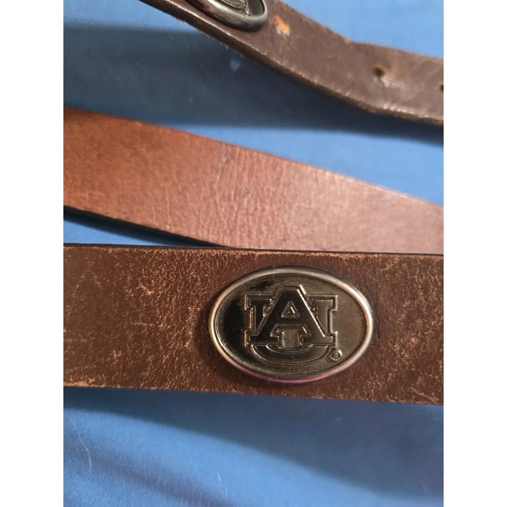 Auburn University Brown Full Grain Leather Belt Sz 44 Eagles Wings